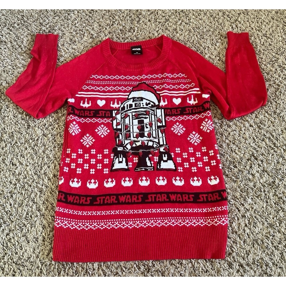 Star Wars Woman's R2D2 Red Ugly Christmas Sweater Size XS